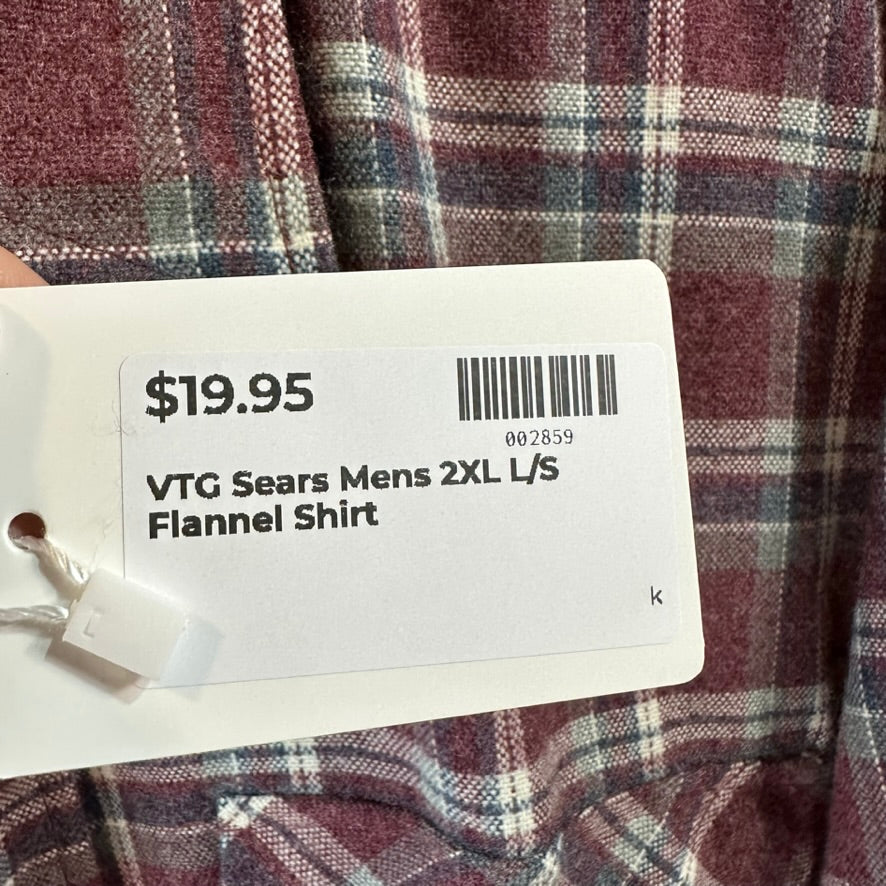 VTG Sears Mens 2XL Long Sleeve Button Up Flannel
