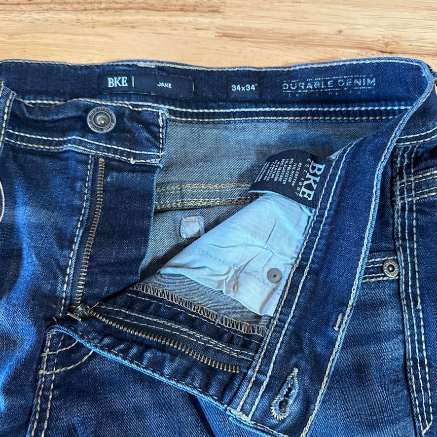 BKE Mens 34x34 Blue Jeans