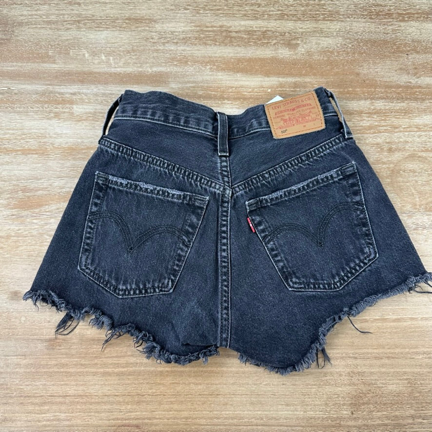 Levi's Cut Off Denim Black Jean Shorts Womens 23 Distressed - 24x2"