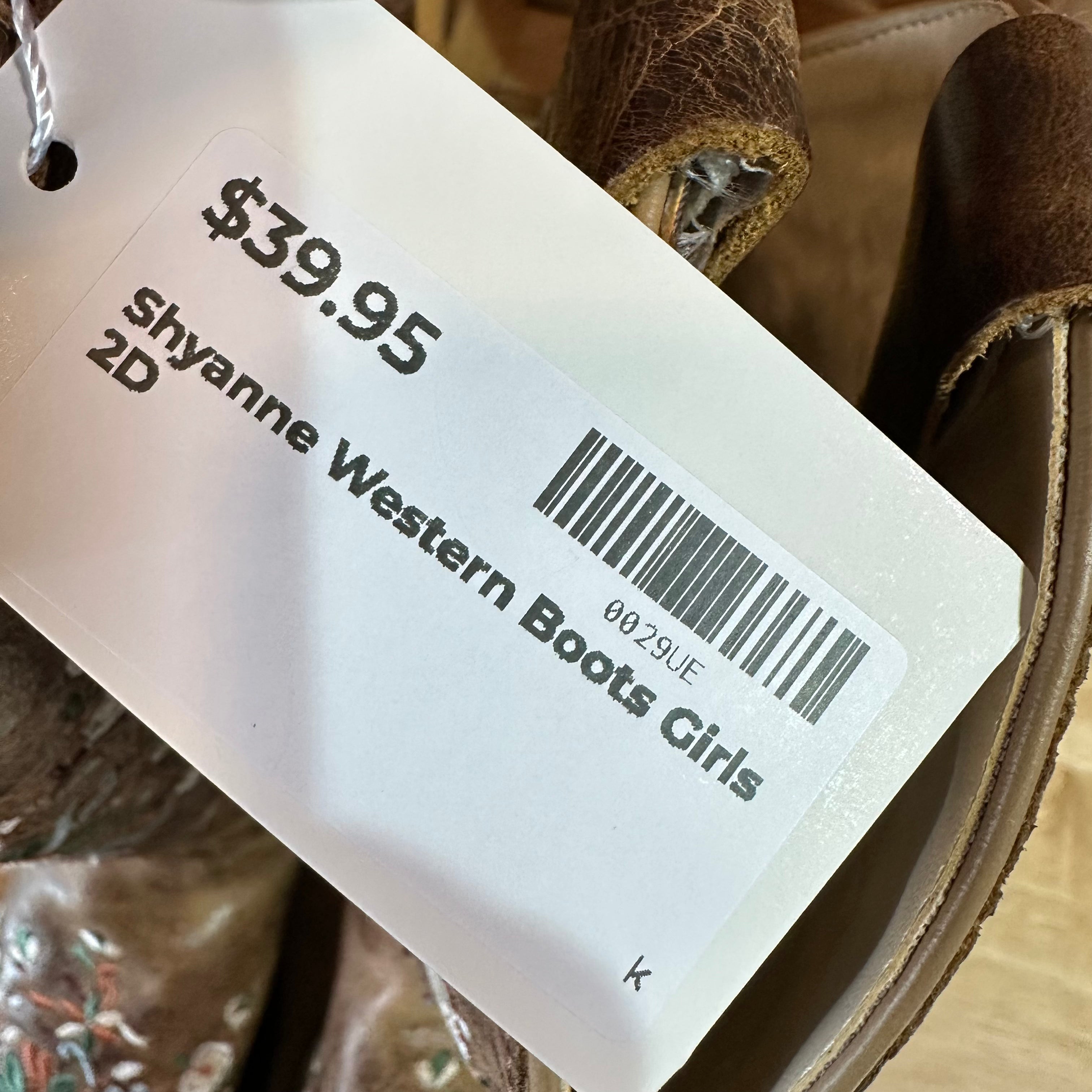 Shyanne Western Brown Boots Big Girls 2D