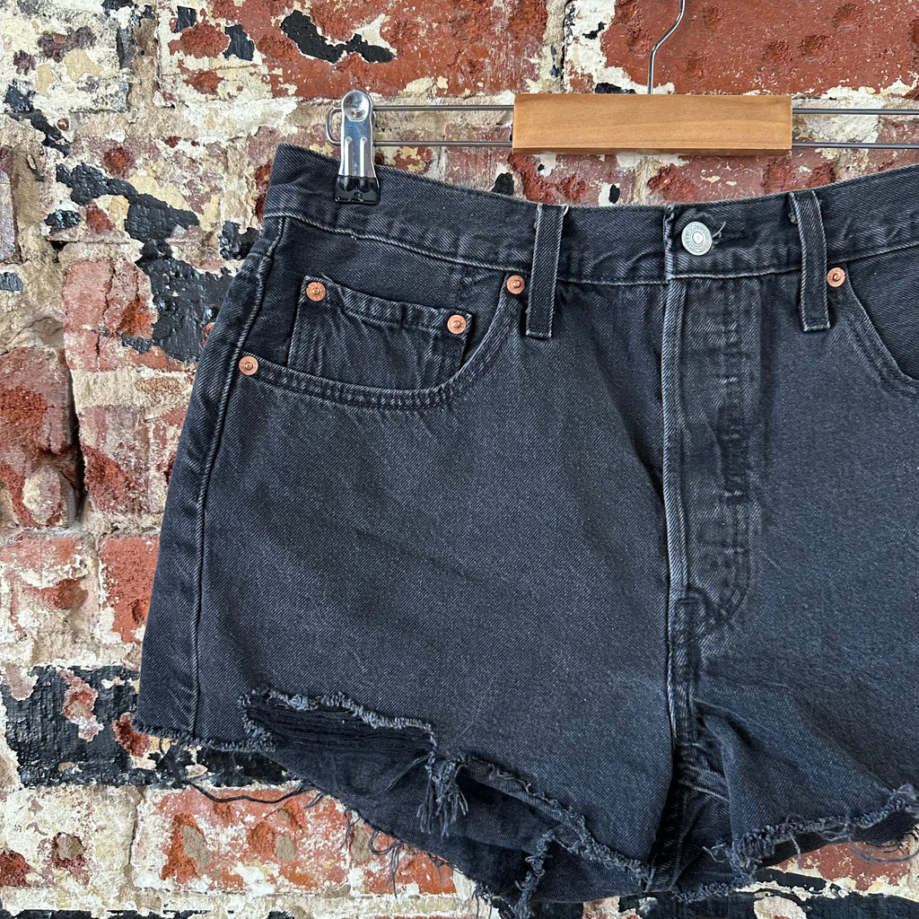 Levi's Cut Off Denim Black Jean Shorts Womens 31 Distressed- 32x2.5"