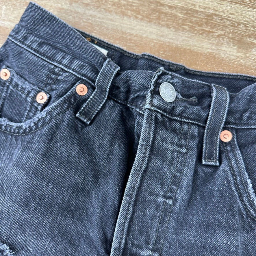 Levi's Cut Off Denim Black Jean Shorts Womens 23 Distressed - 24x2"