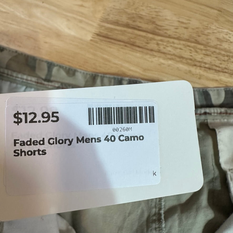 Faded Glory Camo Cargo Shorts Mens 40