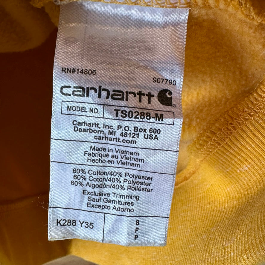 Carhartt Men's Small Sleeve Logo Hoodie Loose Fit Workwear Yellow K288