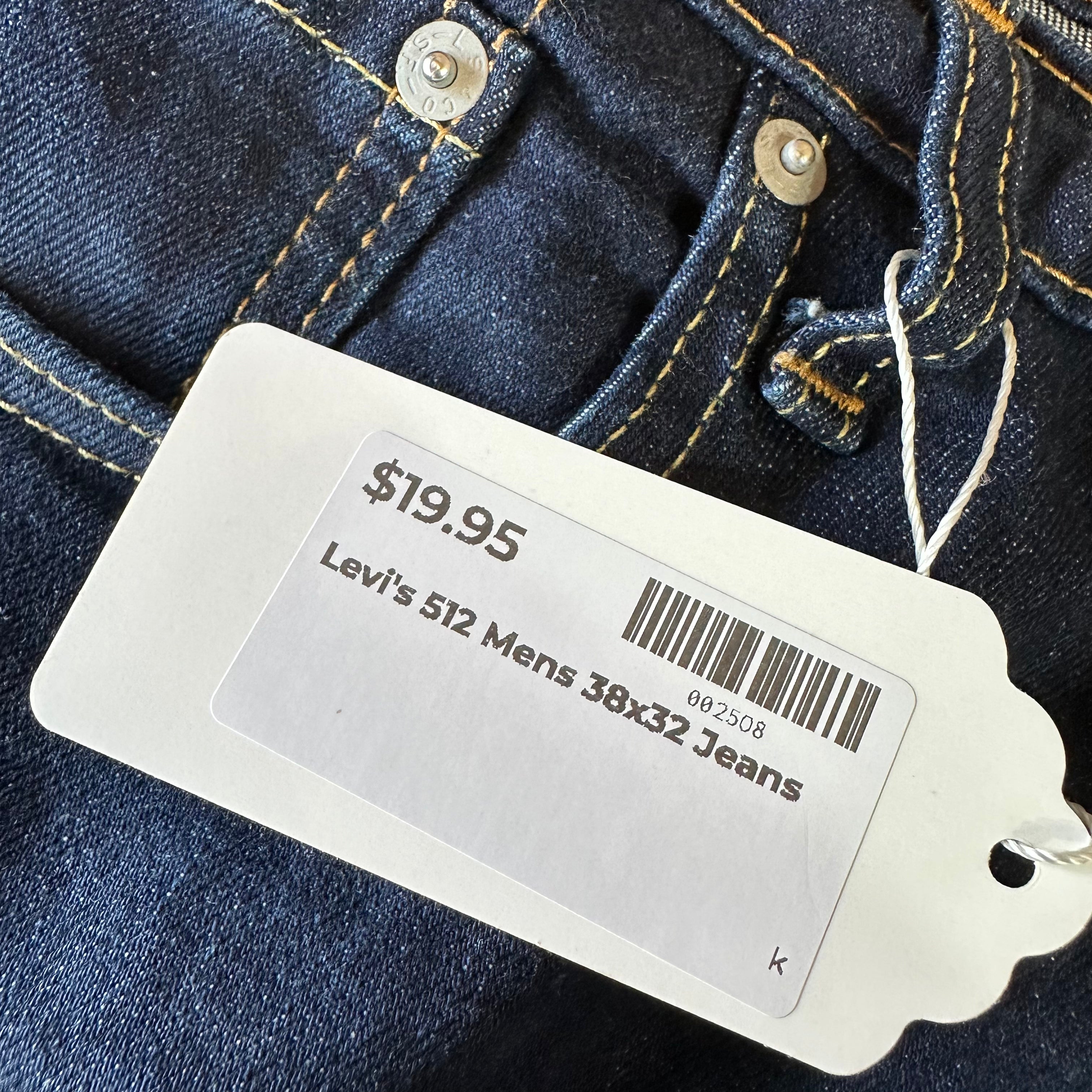 Levis 512 Slim Tapered Jeans Mens 38x32 Blue Modern