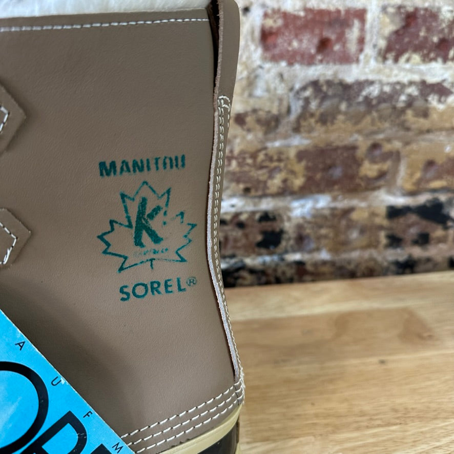 Sorel Manitou Boots Mens 8 Tan Waterproof Fleece Nubuck Leather Rubber Winter