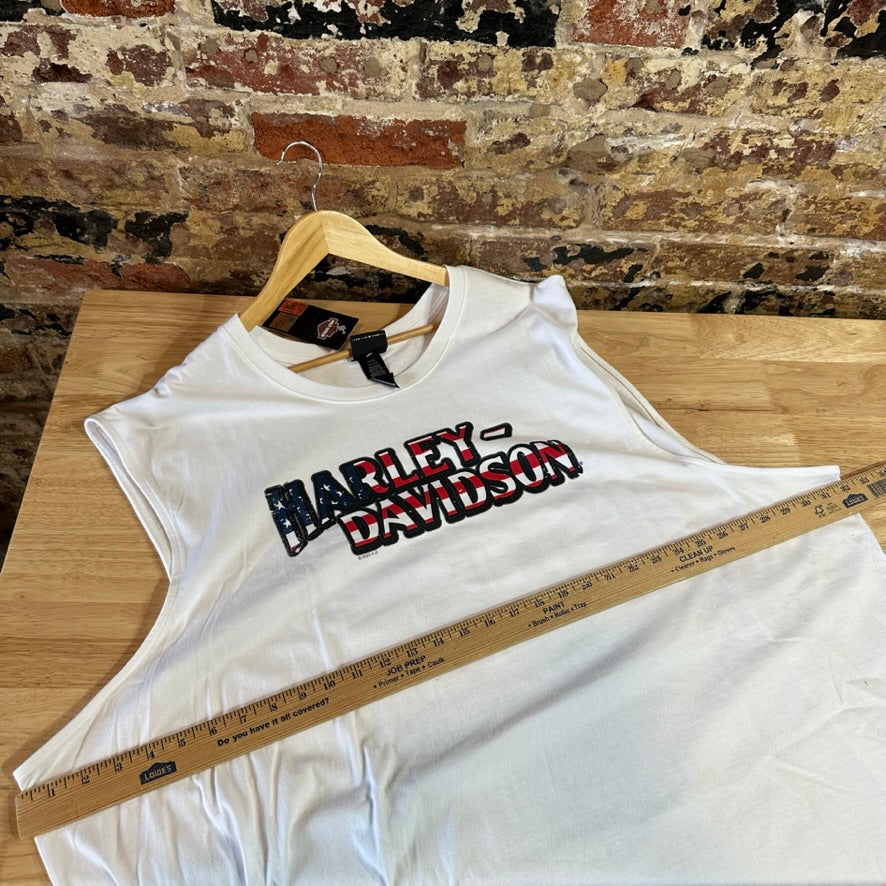 Harley Davidson Men's 5XL Sleeveless White T-Shirt NEW