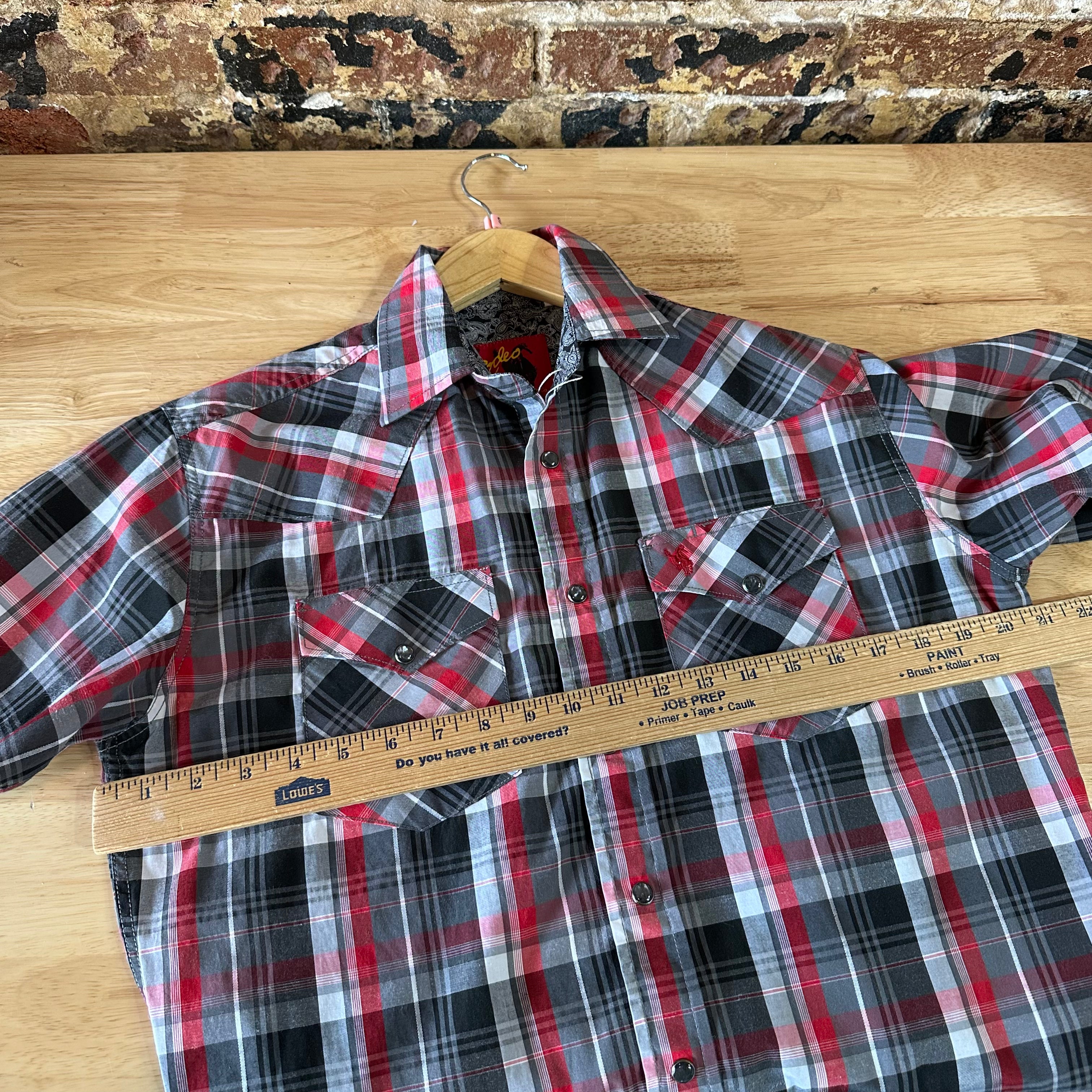 Rodeo Button Up Shirt Mens Small Western Short Sleeve