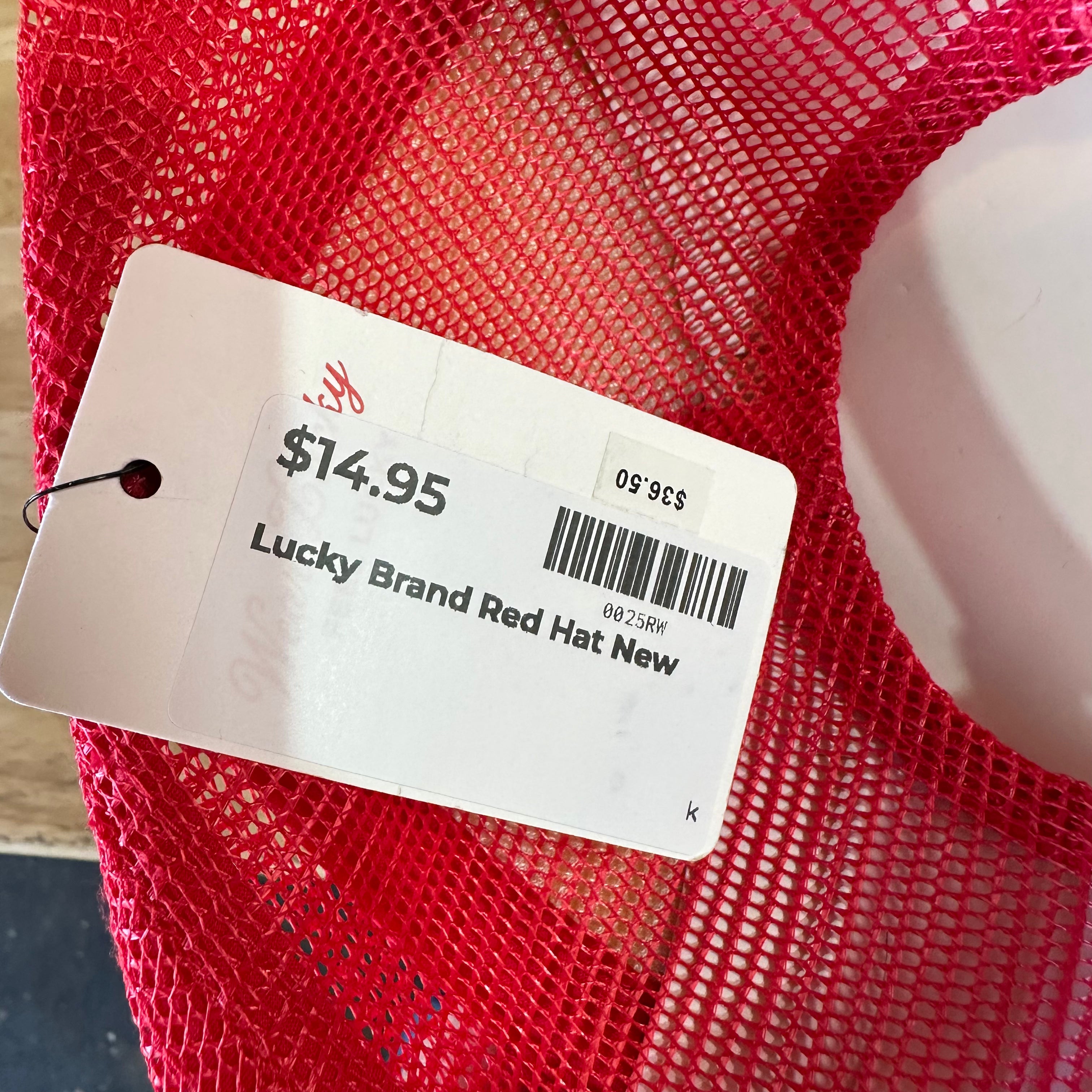 Lucky Brand Red Trucker Hat SnapBack Y2K NEW