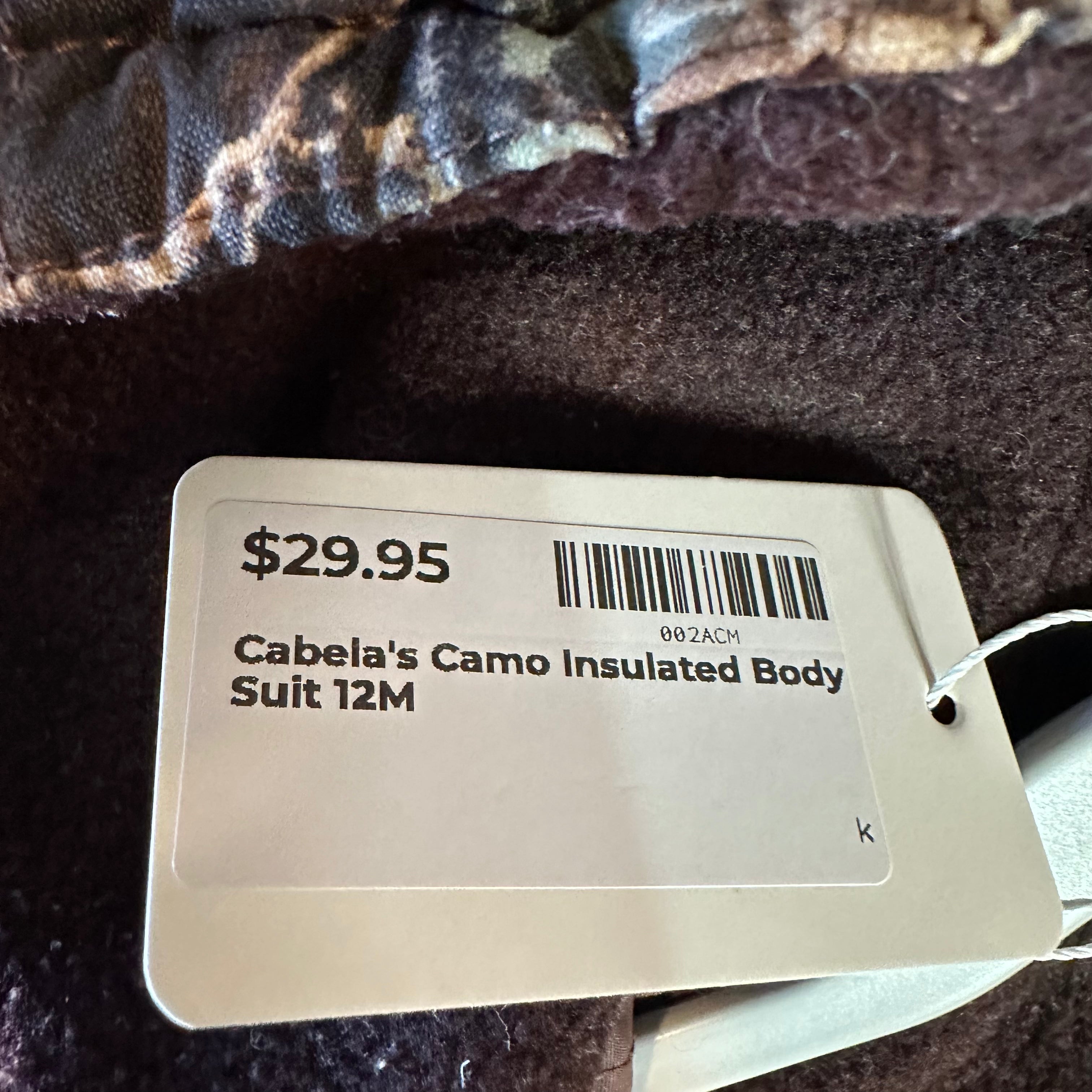 Cabela's Camo Insulated Body Suit 12M
