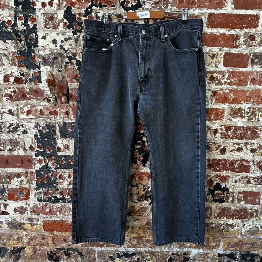 Levis 505 Jeans Mens 38x30 Regular Zip fly Faded Black denim Levi's
