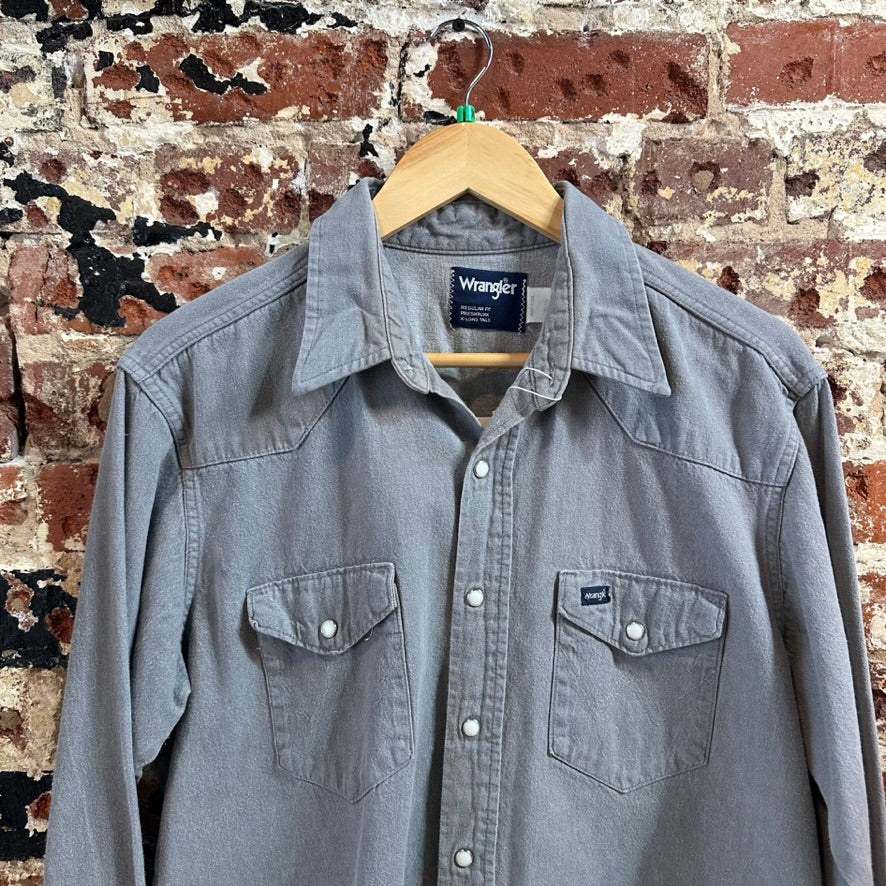 Wrangler Mens 17-35 Gray L/S Button Up