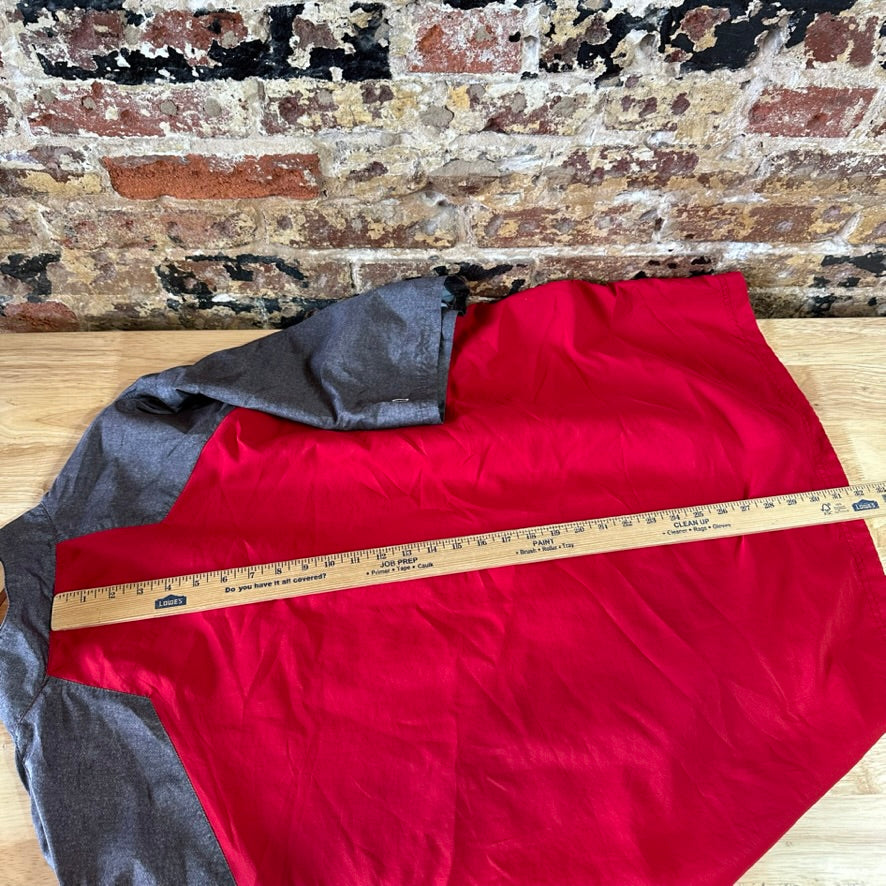 Holloway Warm Up Jacket Shirt 1/4 Zip Men's Red Gray 3XL Pockets short sleeve