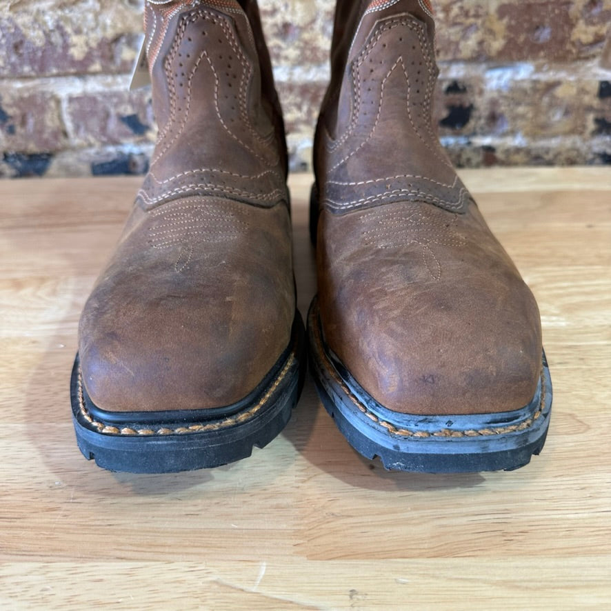Cody James Brown Leather Western Cowboy Square Toe Mens Boots 10.5 EE Safety Toe