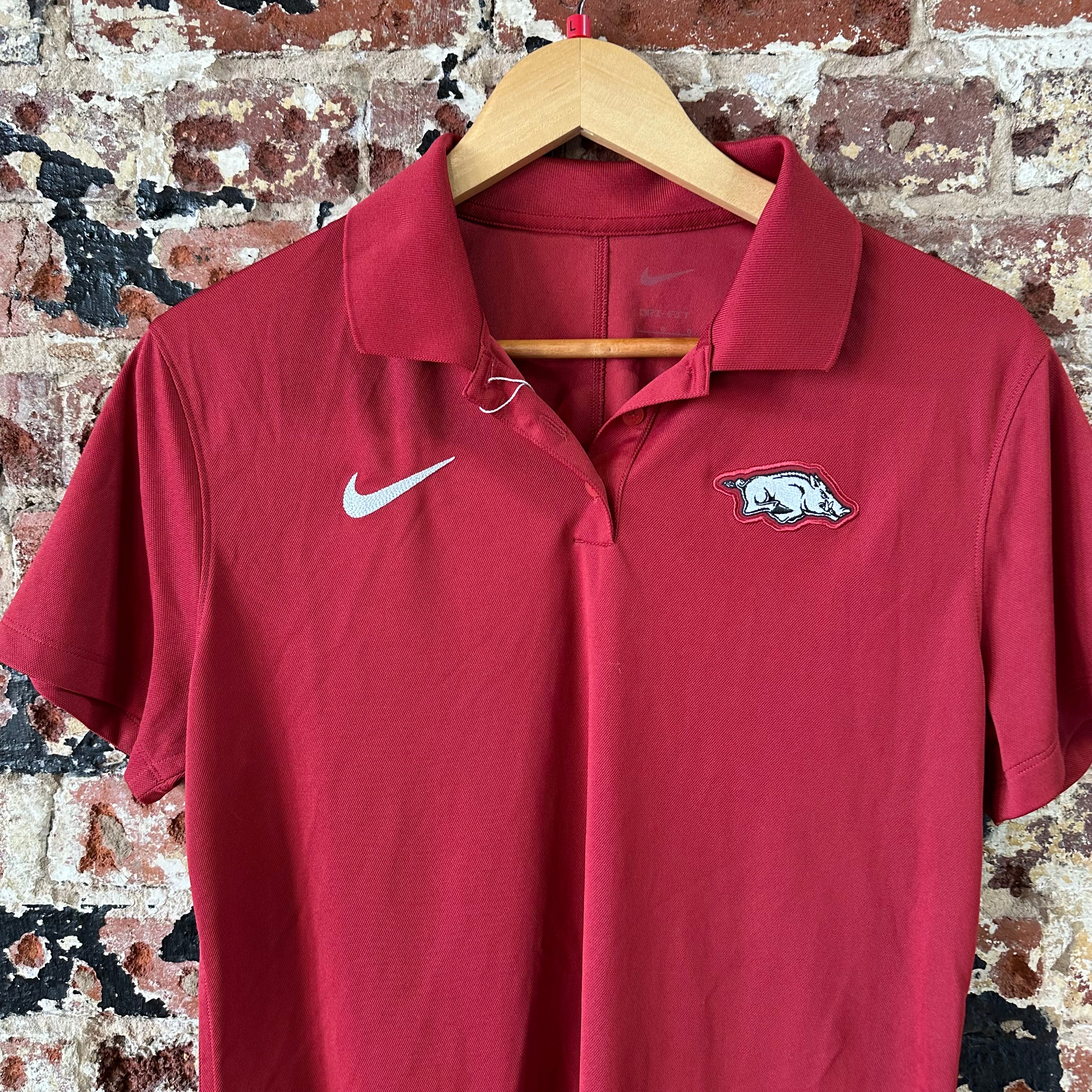 Arkansas Razorbacks Polo Shirt Womens Large Red Dri Fit Short Sleeve