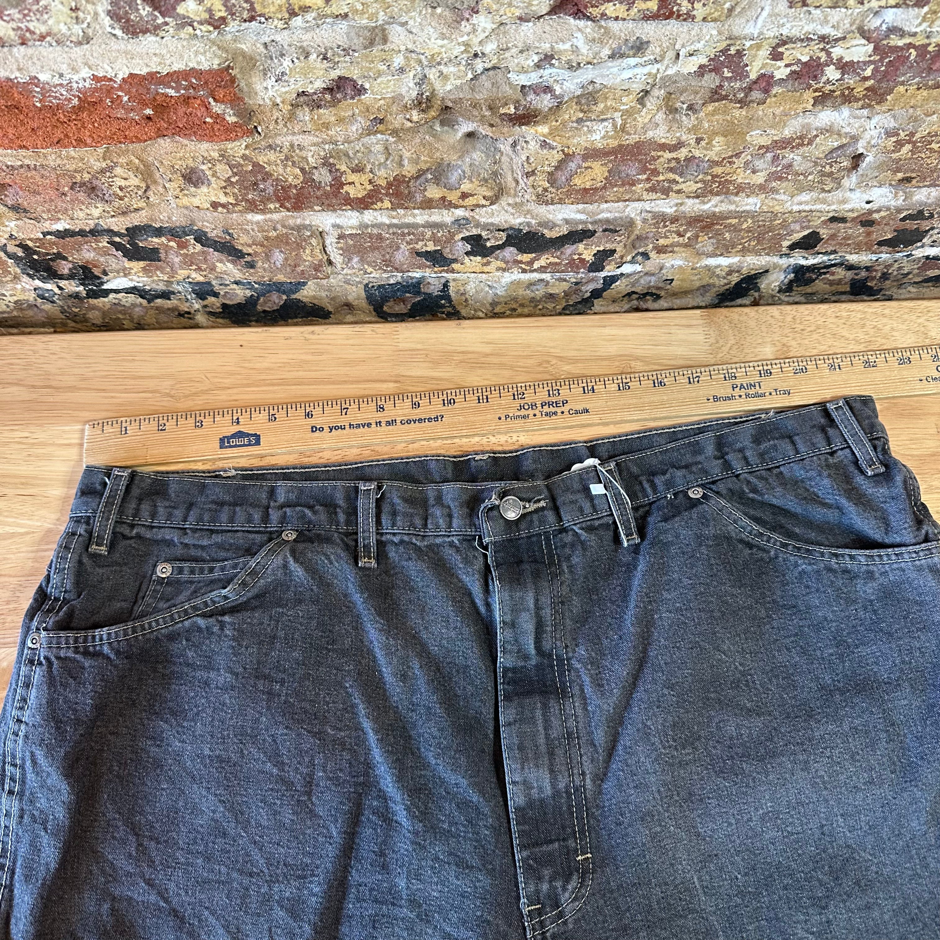 Dickies Shorts Mens 44 Logo Black Denim Jean Workwear 12.5" inseam Y2K Baggy