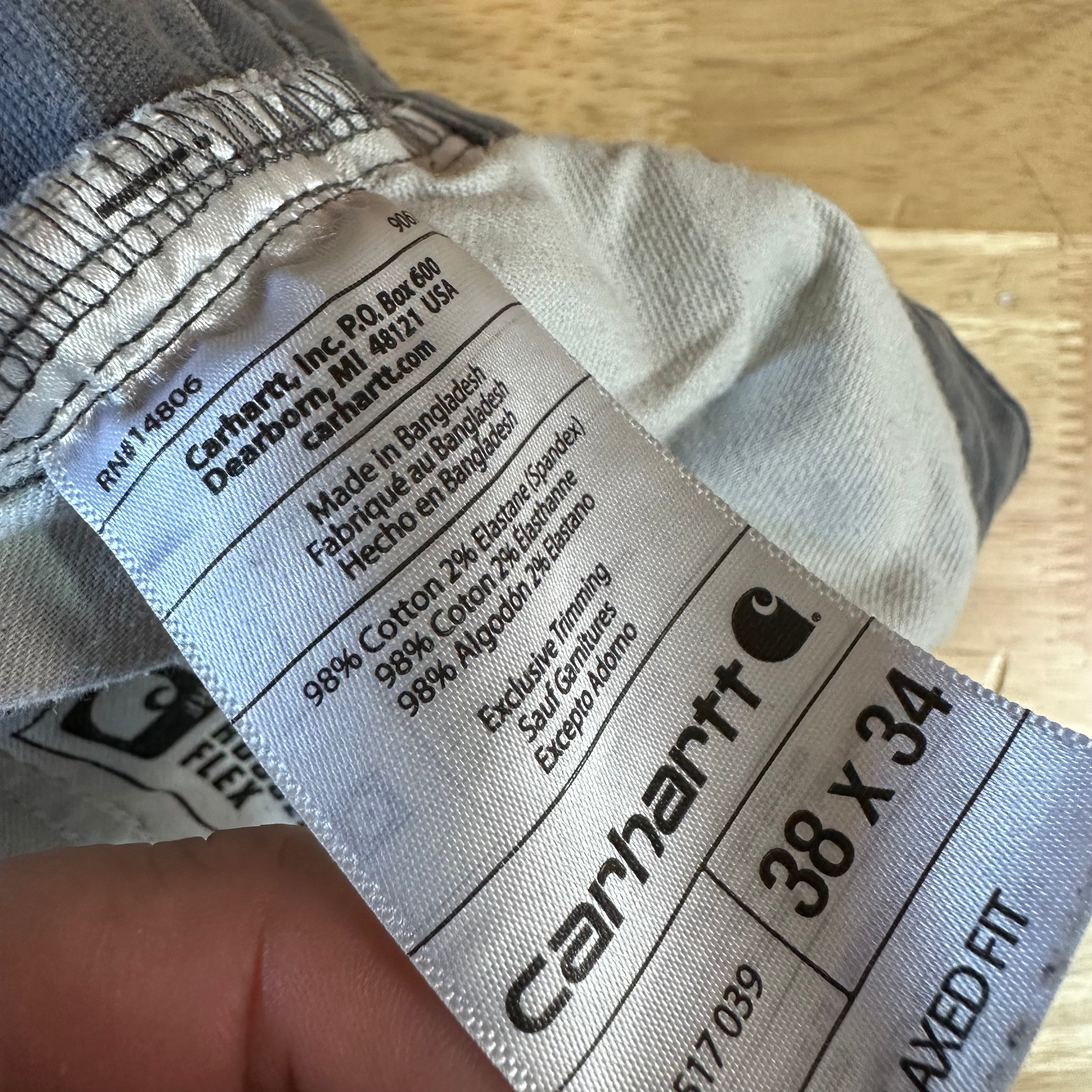 Carhartt Mens 38x34 Gray Pants
