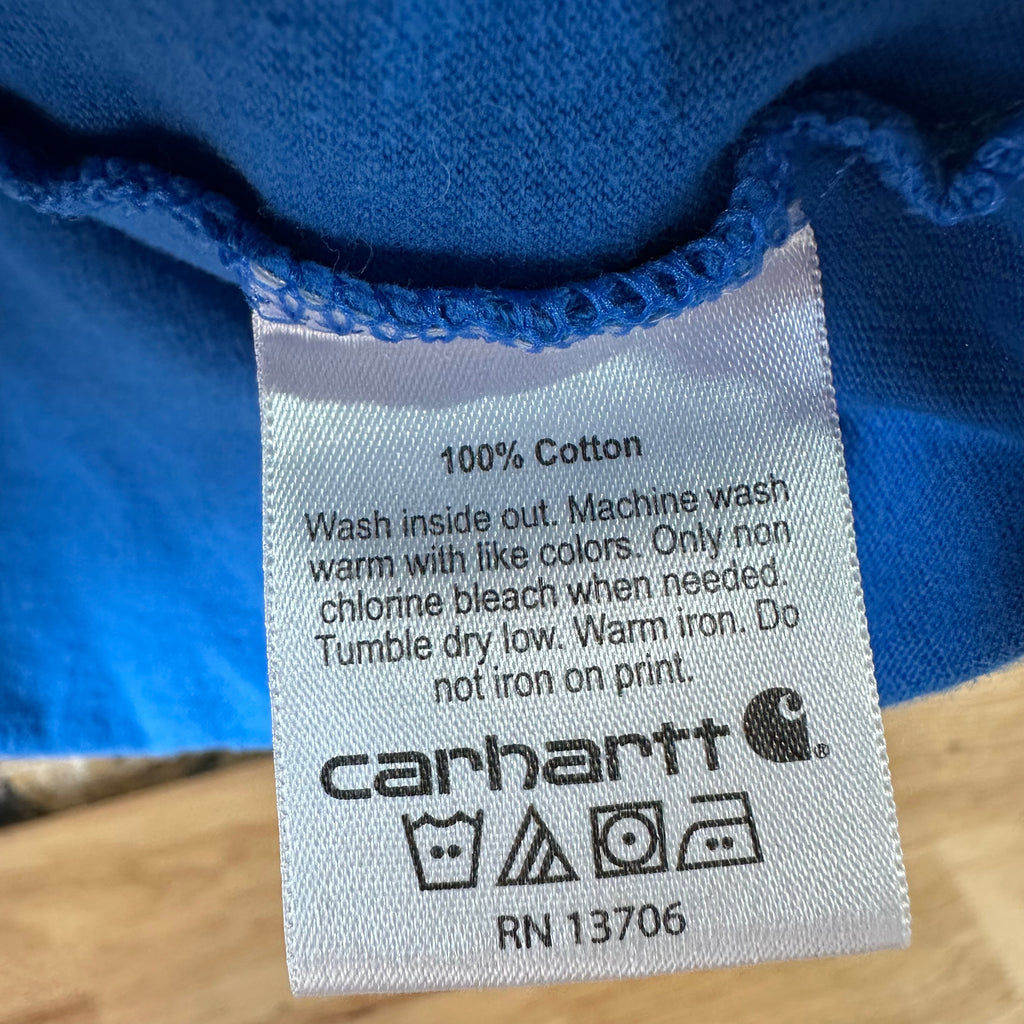 Carhartt Short Sleeve T-Shirt Boys Medium Blue Fish Camp