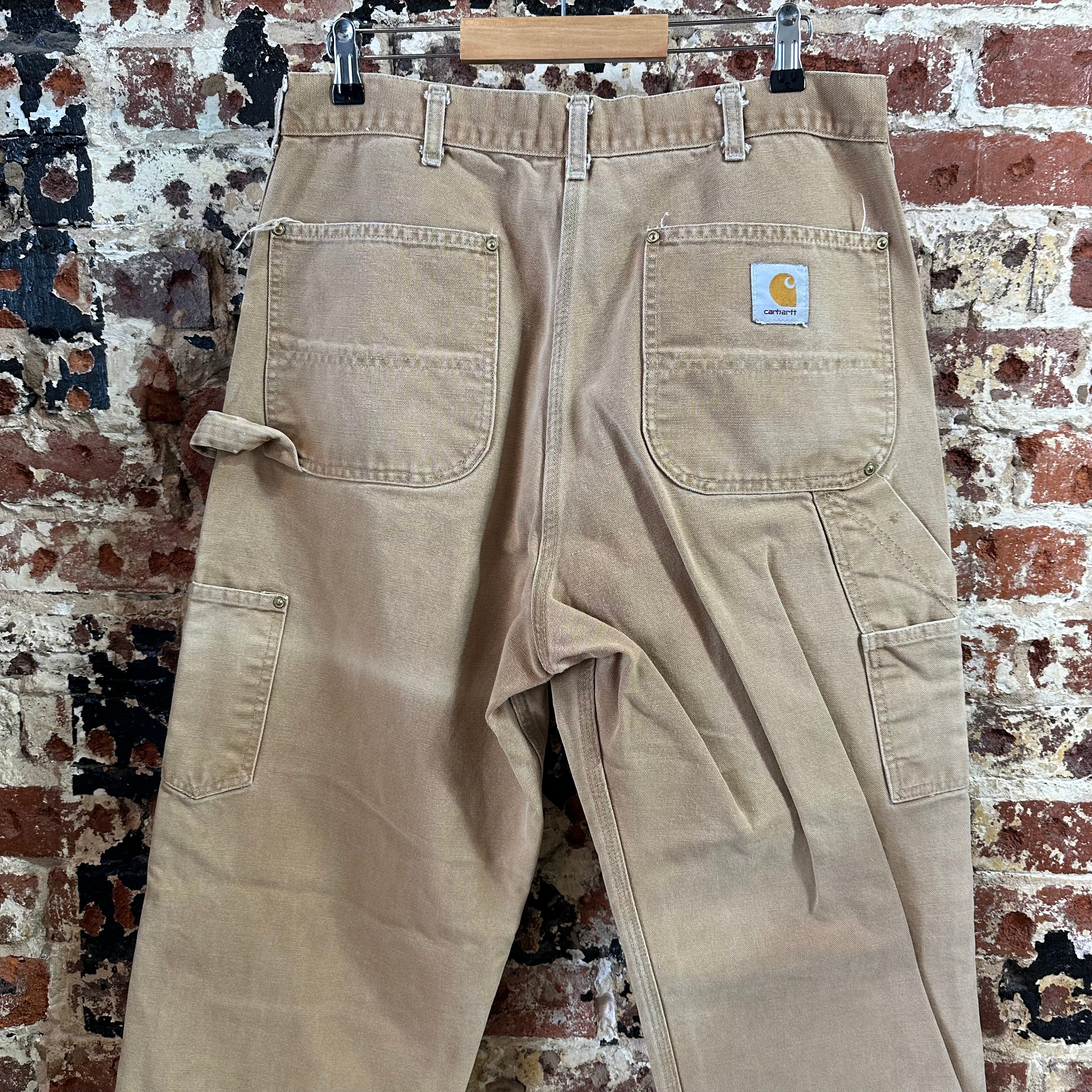 VTG Carhartt 62W Brown Mens 35x32 Double Knee Pants