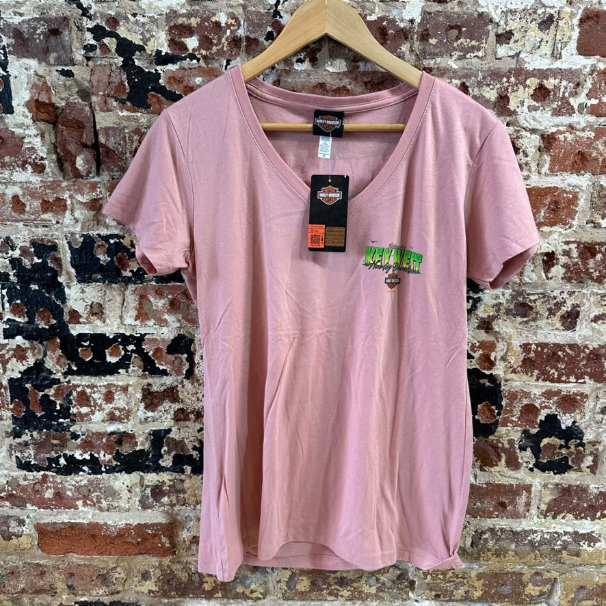 Harley Davidson Women's XL Short Sleeve Pink T-Shirt V-Neck NEW