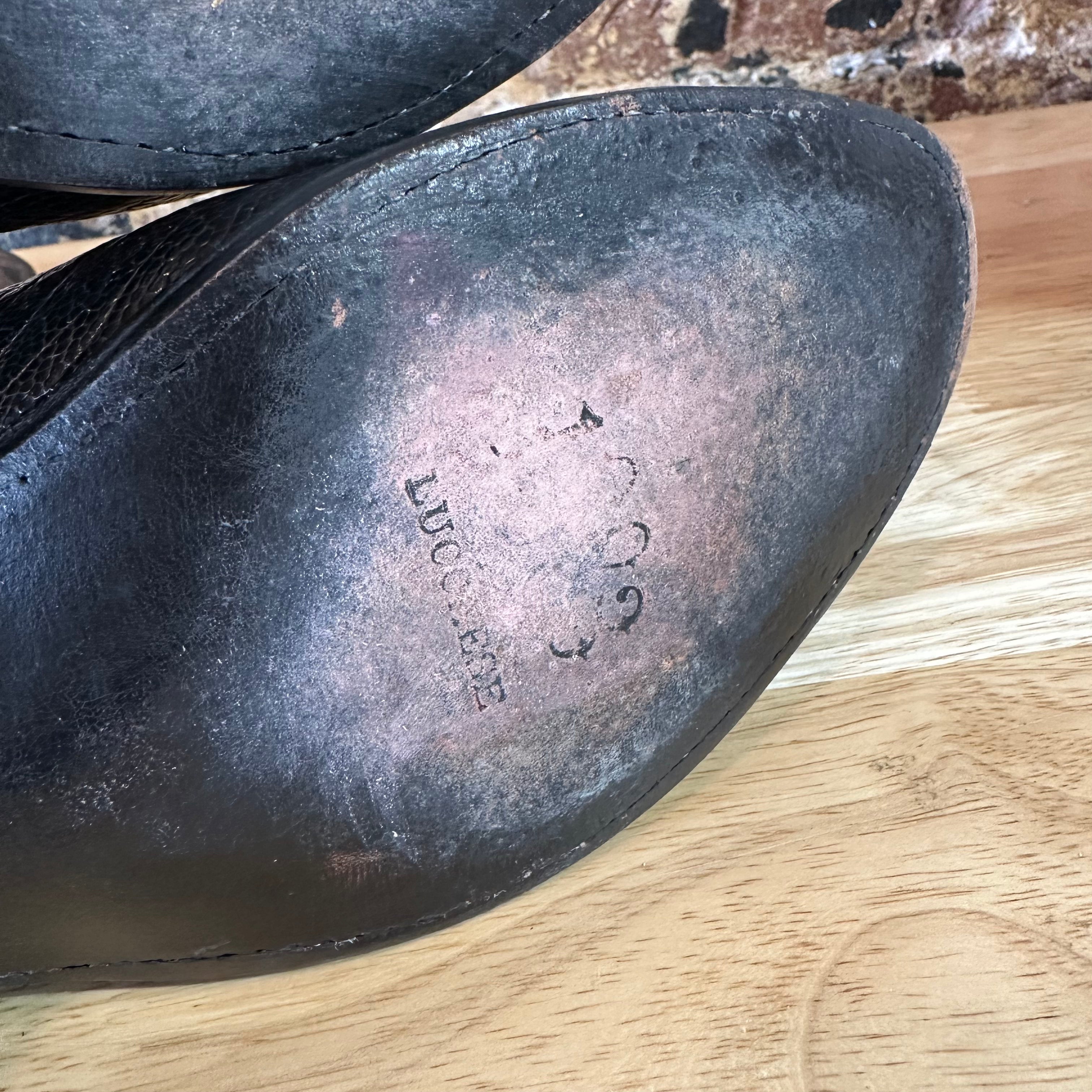 Lucchese 1883 Full Quill Ostrich Wingtip Mens 8 EE Black Cherry Cowboy Boots