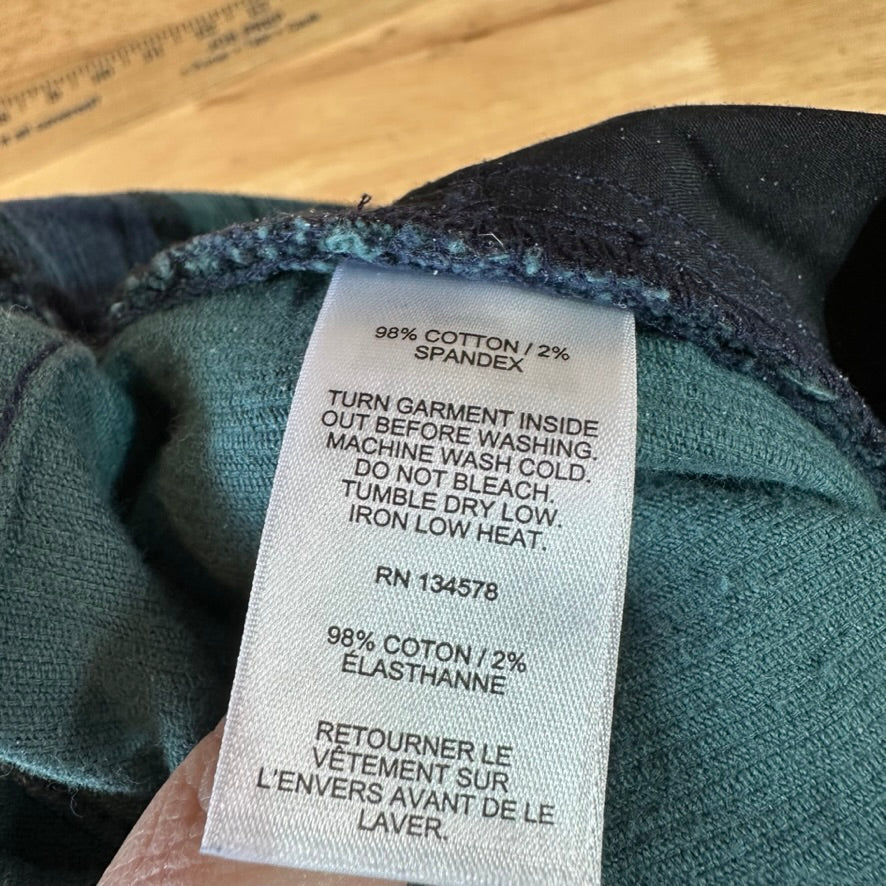 Vineyard Vines Straight Crop Women’s 33 Corduroy Pants Plaid Blue Green Holiday