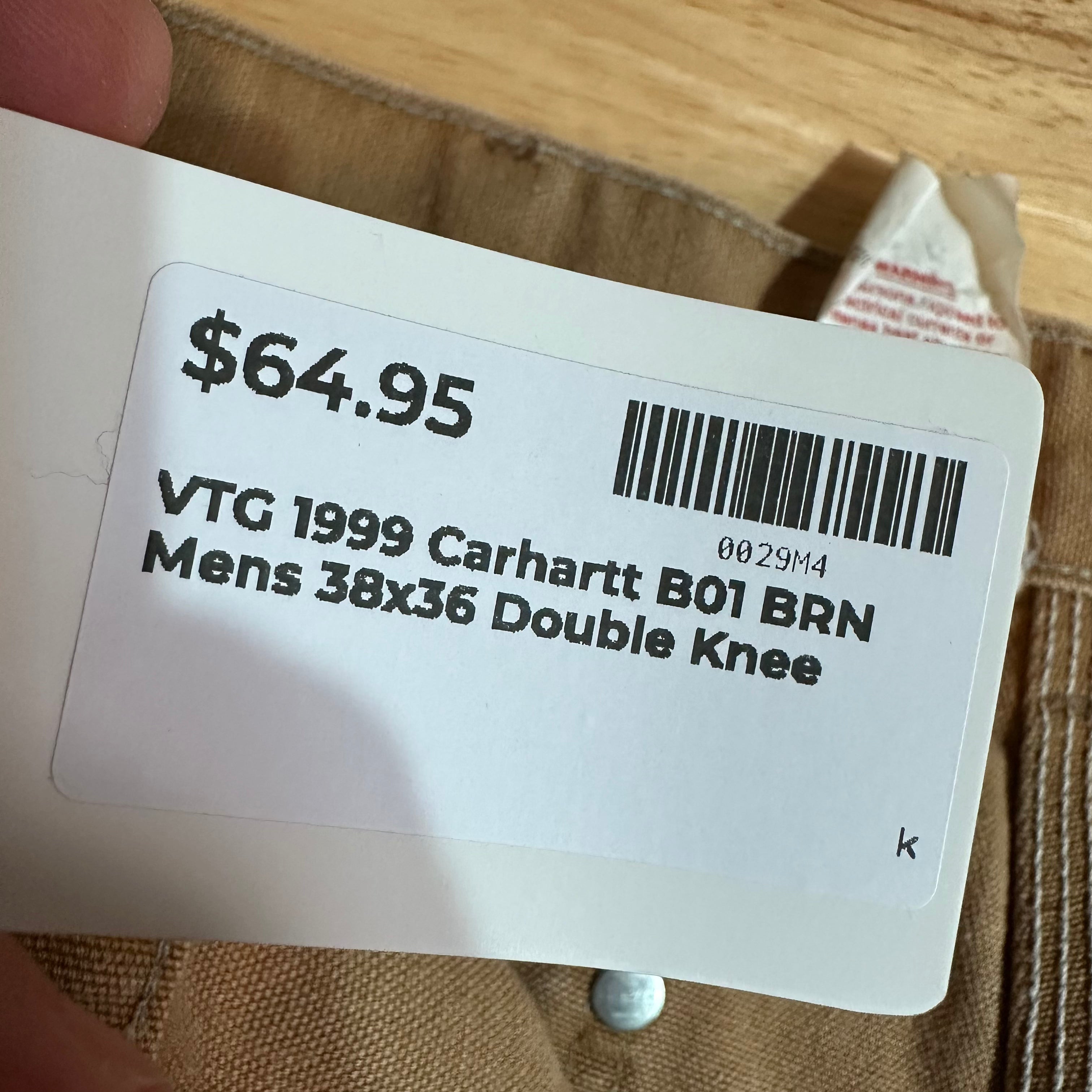 VTG Carhartt B01 BRN Mens 38x36 Double Knee Pants