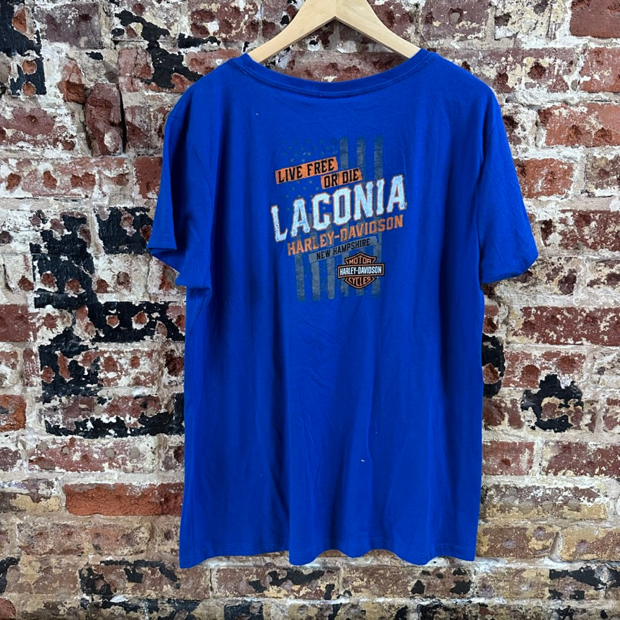 Harley Davidson Women's 2XL Short Sleeve Blue T-Shirt V-Neck NEW