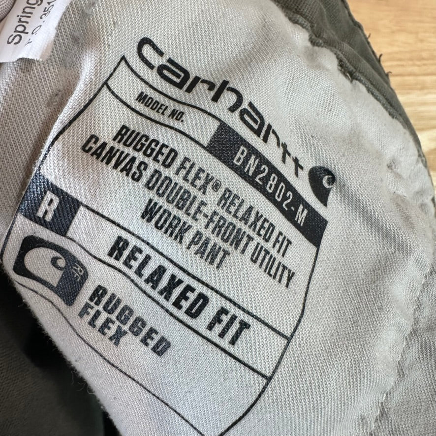 Carhartt Mens 38x34 Green Double Knee Pants