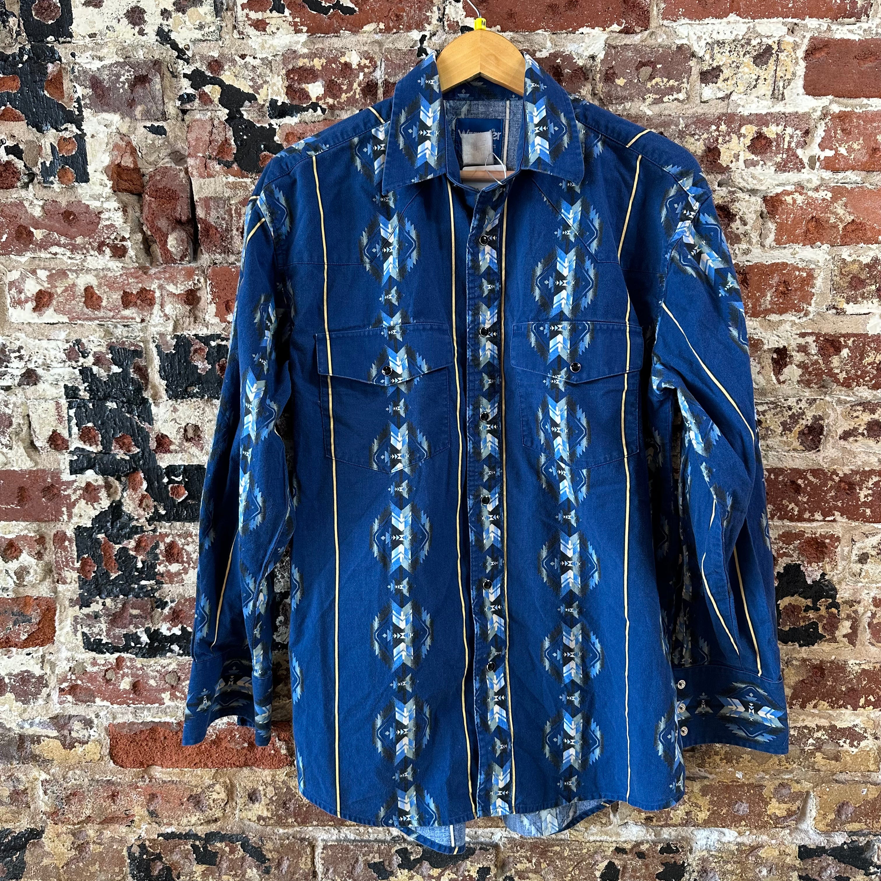 VTG Wrangler Mens Medium Aztec Western Shirt