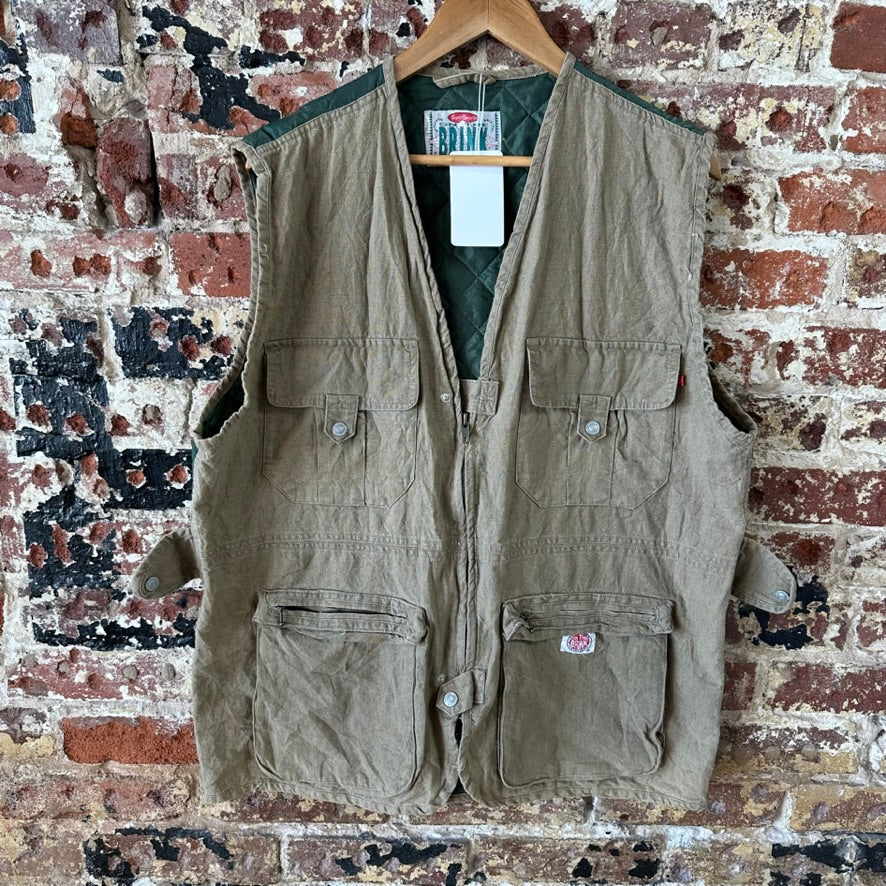 On The Brink Vest 90’s Vintage Fishing Hunting Utility Cargo Mens XL Tan