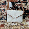 Vintage Western Cowhide Crossbody Bag Leather Handbag White 10"x8.5"
