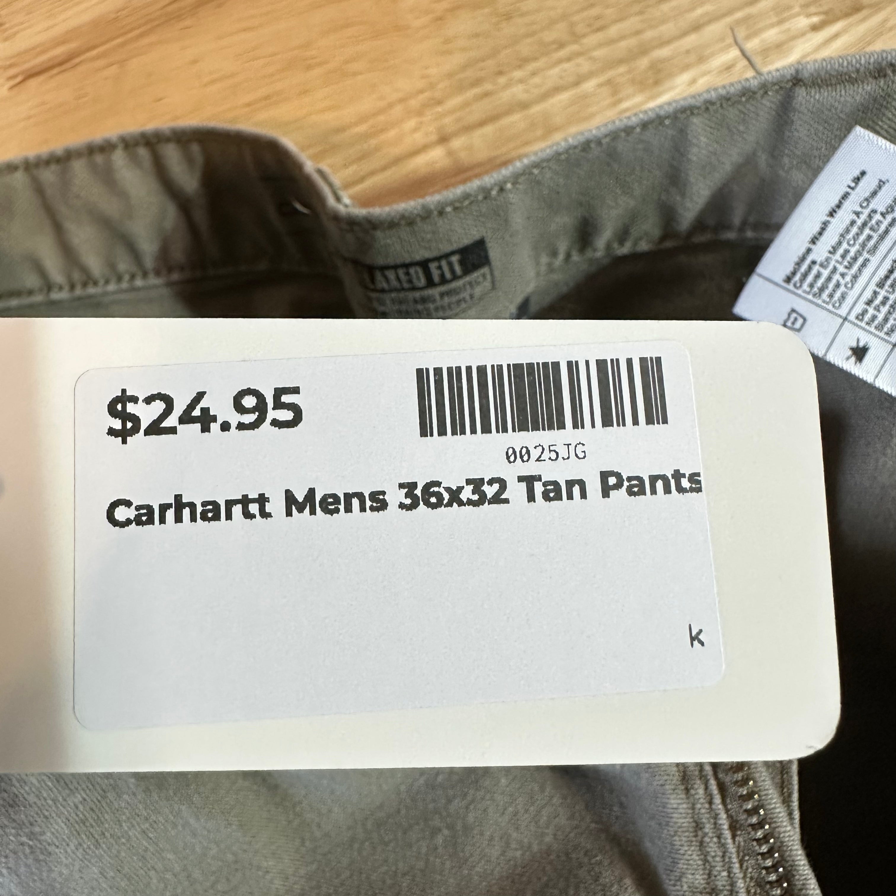 Carhartt Mens 36x32 Tan Pants