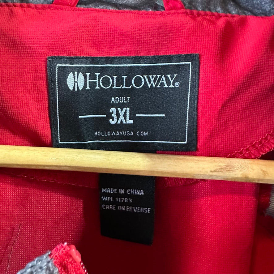 Holloway Warm Up Jacket Shirt 1/4 Zip Men's Red Gray 3XL Pockets short sleeve