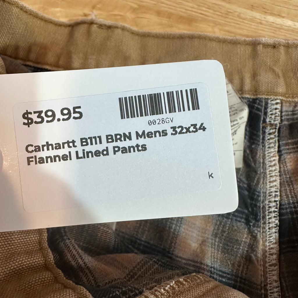Carhartt Flannel Lined Brown Pants Mens 32x34
