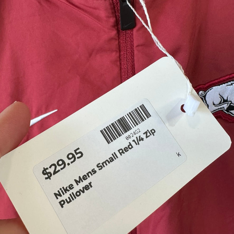 Nike Arkansas Razorbacks 1/4 Zip Sideline Pullover Jacket Mens Small Red