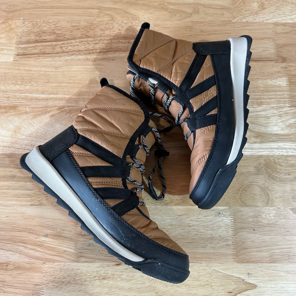 Sorel Whitney II Short Elastic Lace Winter Boots Waterproof Elk Womens 5 Brown