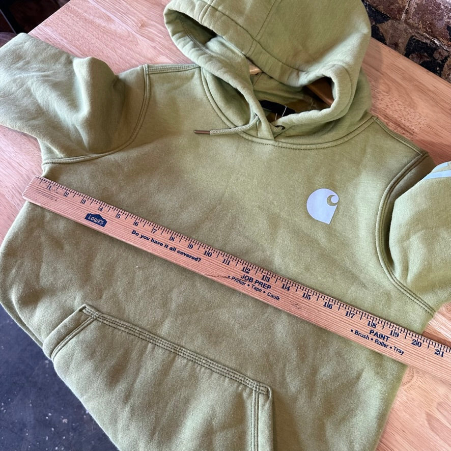 Carhartt Womens Small Green Hoodie Casual Sleeve Spellout midweight