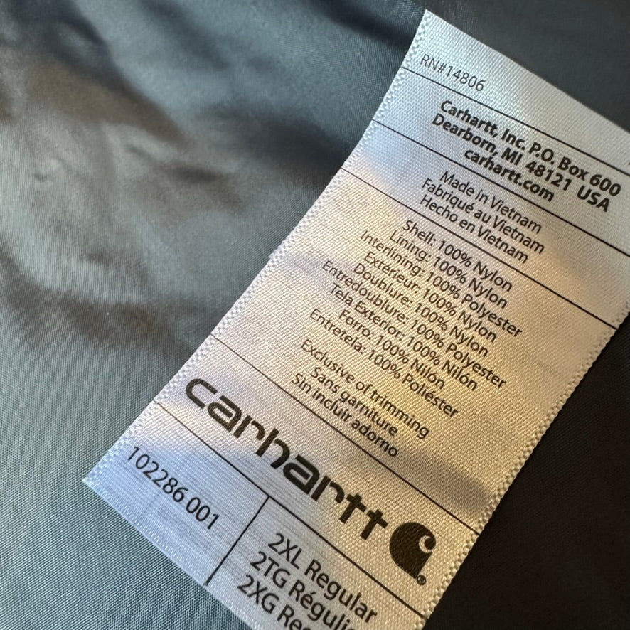 Carhartt Puffer Vest Rain Defender Mens 2XL Black Zip Up Relaxed - logo