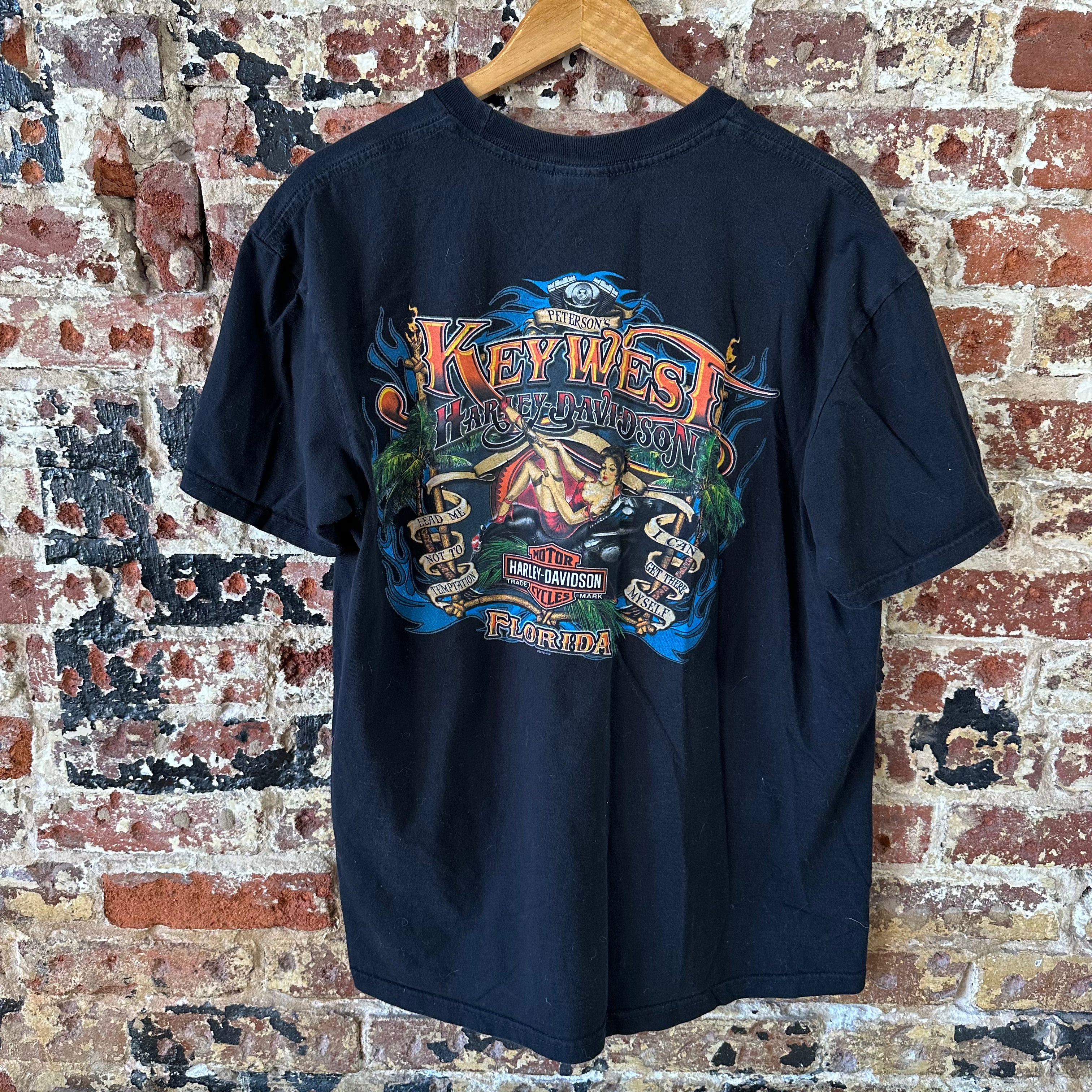 Harley Davidson Key West T-Shirt Mens XL Black Beach Biker Short Sleeve Peterson