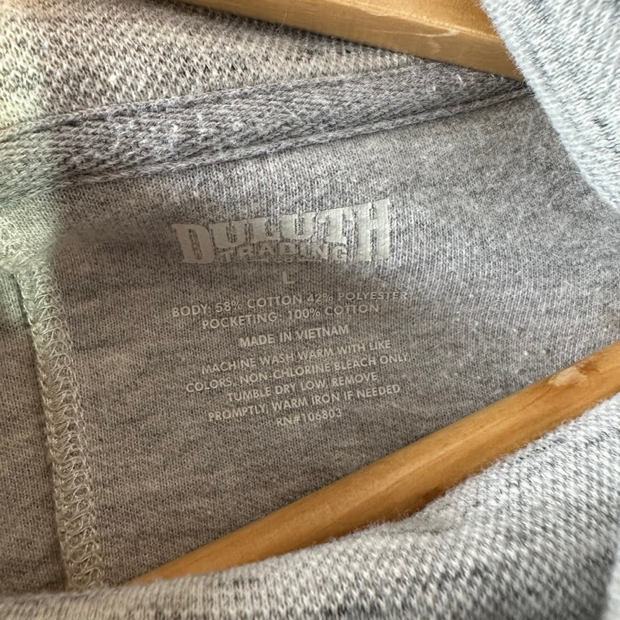 Duluth Sweater Womens Large Gray Sweatshirt Tunic Cowl Funnel Turtle Neck