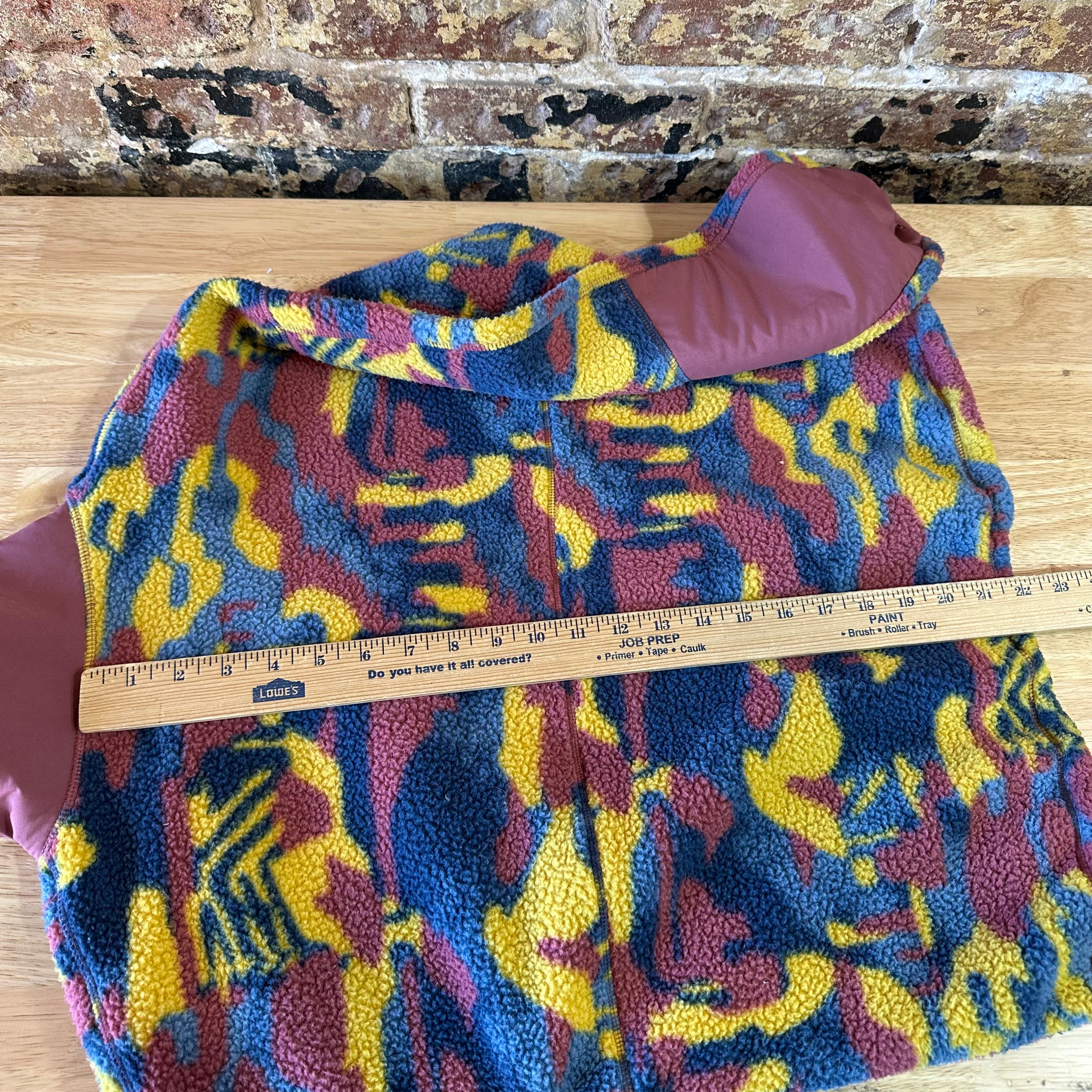 The North Face Womens Cragmont 1/4 Fleece Pullover Small Camo Blue Yellow Mauve