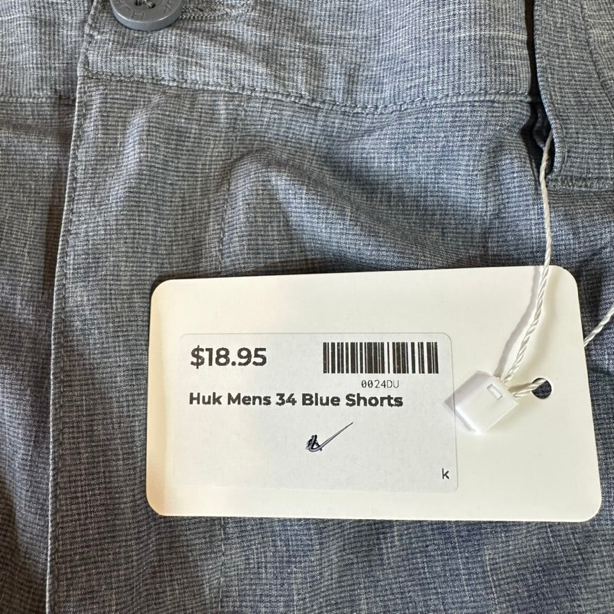 HUK Fishing Shorts Mens XL waist Blue Fishing Outdoor Hiking 8.5" inseam