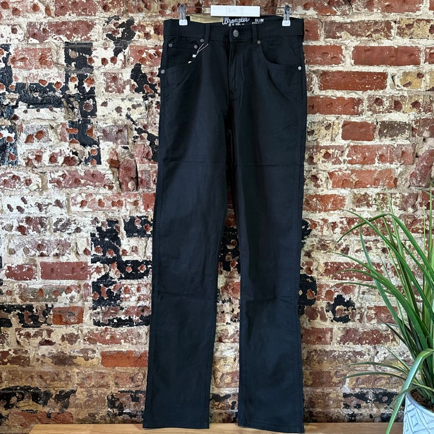 Wrangler Retro Black Jeans Pants Mens 30x38 Slim Straight Denim Lightweight NWT