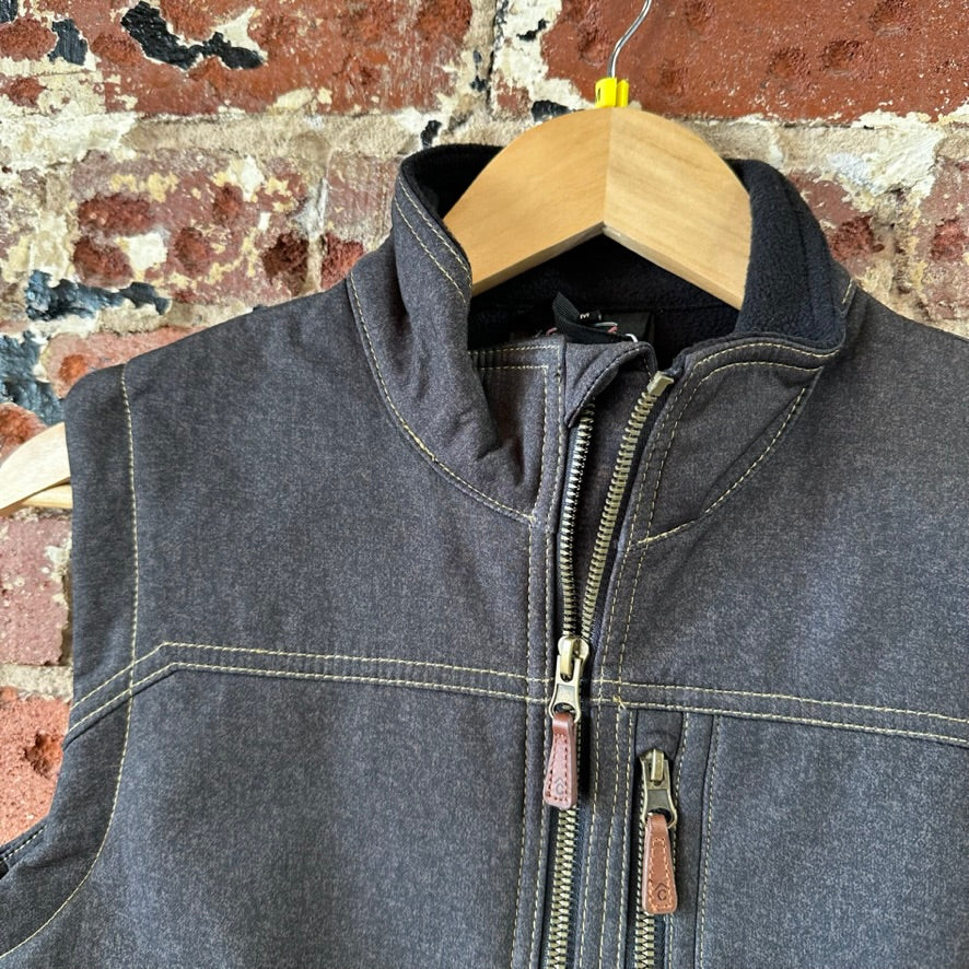 Rafter C Western Boy's Soft Shell Zippered Vest Gray/Black Size Medium