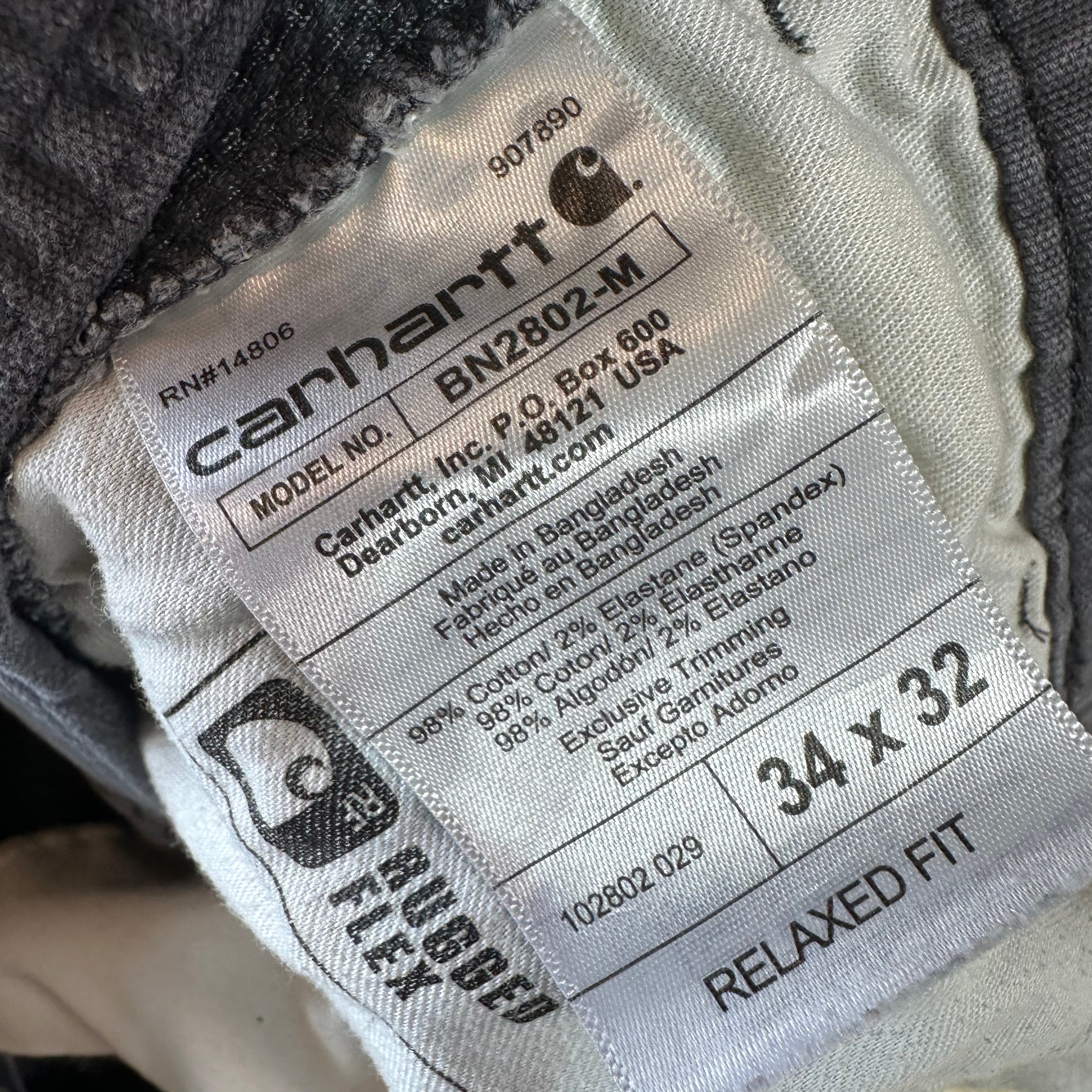 Carhartt Mens 34x32 Gray Pants