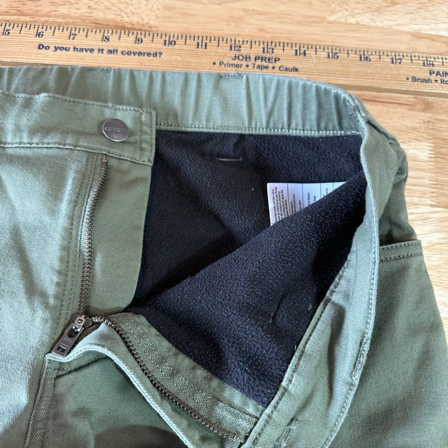 Carhartt Mens 32x32 Green Fleece Lined Pants