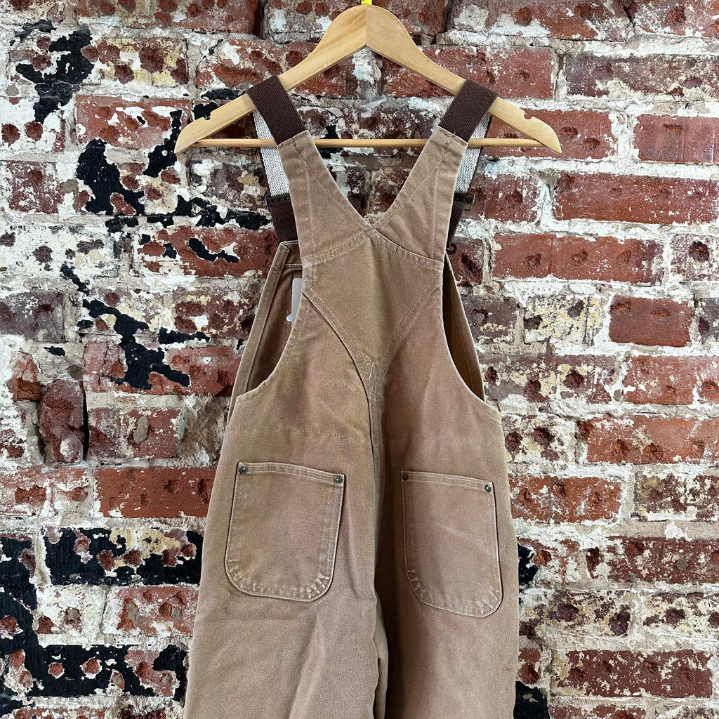 Vintage Carhartt Boy's Medium Brown Bib Insulated Overalls Double Knee Farm Bibs