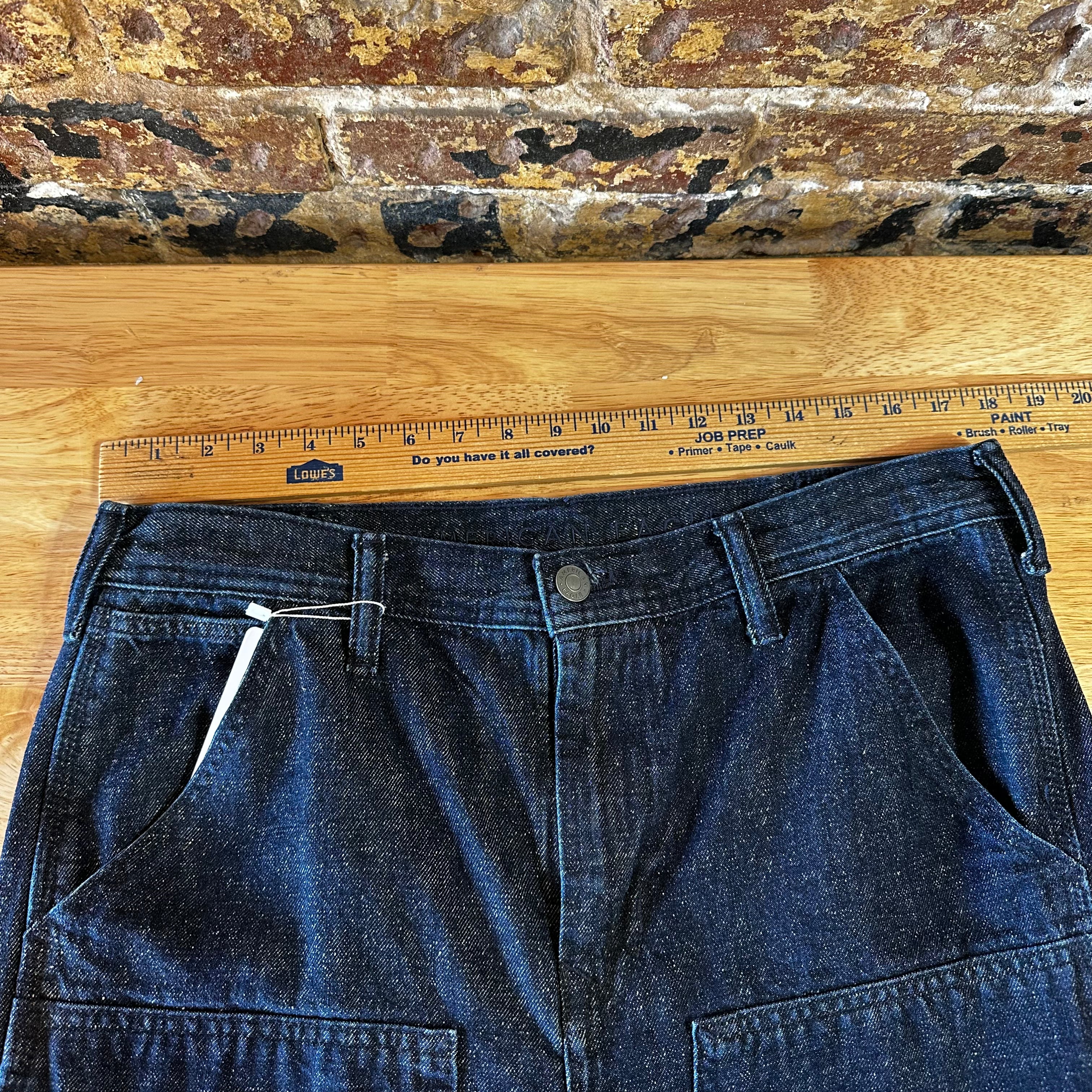 American Eagle Double Knee Jeans Mens 32x34 Dark Blue Denim