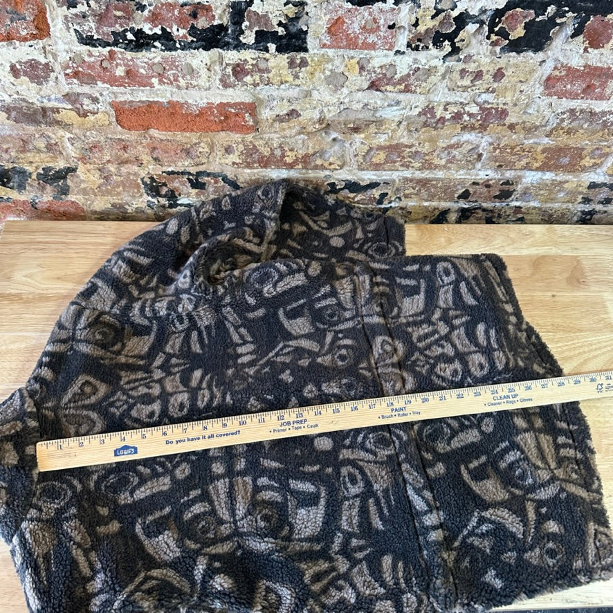 VTG THE NORTH FACE Womens Large 1/2 Zip black Brown Fleece Aztec expedition